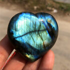 1pc Natural Rainbow Labradorite Heart Quartz Crystal Carved Reiki Healing 50g 