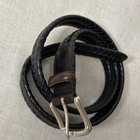 Fossil Dress Belt Mens Size 38 Brown Woven Braided Leather Brass Buckle Casual