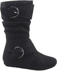 Girl s Kid s Faux Suede Two Buckle Zipper Flat Heel Mid Calf Slouchy Boot