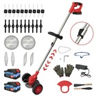 24v Electric Cordless Grass Trimmer Strimmer Garden Edger Cutter W  2 Battery