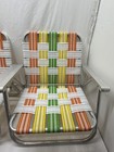 Vintage Aluminum Folding Webbed Beach Chairs  Lot Of 2  Used 