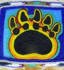 Vintage Native American Indian Beaded Fringed Leather Bag Bear Claw Design