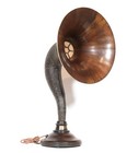 1925 Orchestrion Horn Radio Speaker W  Striated Wood Bell   Orig  Grill   Works