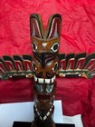 Vintage Wood Carved Northwest Coast Raven Totem Pole By H  Rudick