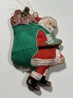 Vintage Santa Claus Christmas Tree Ornament Embroidered Fabric 5   
