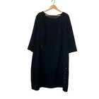 Ashro Beaded Accents Midi Shift Dress Womens Size 26w Black Formal Wedding Party