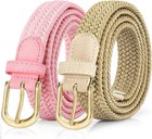 2 Pack Braided Belt For Women  Elastic Woven Stretch Belt