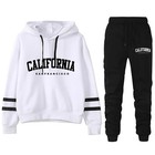  Women s Tracksuit Casual Stripe  Hooded Sweatshirt Pants Suit  Street Outfits 