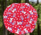 Surgical Scrub Cap  Bouffant  Dogs  Flags  Red  White  Blue  4th Of July