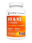  2 Pack  Dr  Berg   s Nutritionals 100mg Vitamin D3   K2 Supplement - 120 Capsules