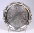 Antique Barker-ellis  31 Ornate Round Silverplate Leaf   Scroll Platter 14 d