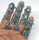 Flashy Labradorite Gemstone Ring Wholesale Lot 925 Sterling Silver Plated Rings