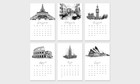 2026 Monthly Office Desk Calendar - Illustrated Style - Annual 12 Month - 4  822