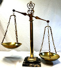 Vintage Italian Brass   Marble Balance Scale - Made In Italy