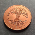 1 Oz  999 Copper Round Bullion Eire Irish Harp Celtic Tree Of Life Design