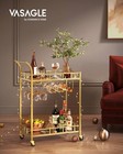 Mirrored Bar Cart Wine Serving Cart 2 Tier Glass Holder Rolling Storage