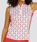 Tail L Kaelin Golf Top Red White Aqua Bubbly Sleeveless 1 4 Zip