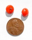 Vintage 12 Orange Patchwork Cut Faceted Glass Round Button     9mm     Brass Shank