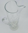 13 25  Clear Glass Martini Pitcher W  Pinch Style Spout   Handle Thumbprint Dots