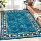 4x6ft Area Rugs Bordered Geometric Non Slip Modern Washable Large Throw Rug