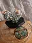 Antique vintage  4  Japanese Fishing Floats Original Netting Hand Blown