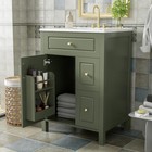24  Bathroom Vanity With Ceramic Sink 1 Soft Close Door   2 Drawers Storage Rack