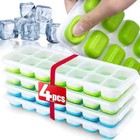 Ice Cube Tray With Lid  4 Pack Durable Stackable Ice Cube Trays For Freezer With