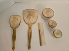 Antique French Vanity Set Gold Tone Art Deco Dresser Travel Set With Case Vtg