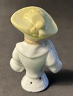 Victorian Porcelain Half Doll pin Cushion Yello Hat Pink Flowers Germany Vintage