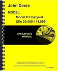 John Deere D Tractor Owners Operators Parts Manual Catalog S n 30400-119099
