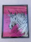 Vtg 80s Unicorn Glitter Sparkle Wall Decor Fantasy Art Carnival Fair Prize