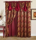 Burgundy Gold Jacquard Luxury Window Curtain 2 Panel Set 55x84 Inches Bedroom