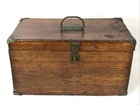 Antique Solid Oak Wood Carpenter Tool Box-lots Of Brass Trim 2 Trays B   R Co