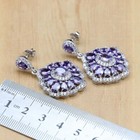 925 Silver Marquise Cz Amethyst Ring Earrings Bracelet Pendant Necklace Set