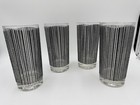 Vintage Georges Briard Icicle Black Tall Glasses Set Of 4 Mcm Mid-century