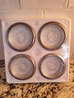 Godinger Silver Plated Crystal Coasters Starburst Pattern Italy Nos Vtg Boxed