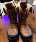 Ugg Kids Leather Lace-up Ankle Boots Shearling Lined Brown Us 5 Eu 35