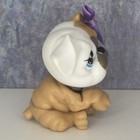     authentic Littlest Pet Shop Lps Bulldog  3587 Tan White Blue Eyes Rare Dog    