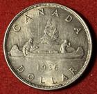 Canada Dollar 1936 Au Silver Coin Km 31 T8174
