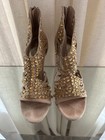 Zigi Soho Women   s Stiletto Shoes Beige With Gold Rhinestones Size 6 5