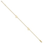 Real 14k Solid Yellow Gold Cut-out Heart Anklet 9-10 Inch Italy Lobster Clasp