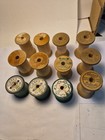 Lot Of 12 Vintage Wooden Thread Spools Sewing Notions Various Sizes Colors Craft