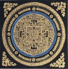 Hand-painted Kalachakra Mandala Tibetan Thangka     Black And Gold Wheel Of Time