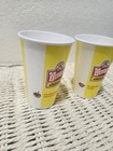 2000 s Wendy s Yellow   White Restaurant 12oz Cup Advertising Cups Lot Of 2