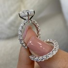 4ct Oval Cut Real Moissanite Engagement Ring 14k White Gold Plated Bridal Set