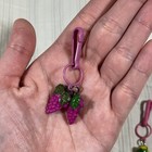 Vintage 1980 s Plastic Clip On Bell Charm Grapes   Bananas 80s Charm Necklace D1