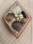 Antique Sailor s Valentine Victorian Sea Shell Box  Diamond  Made In England