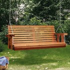 4 5ft Wooden Porch Swing 3-seater 800lb Outdoor Patio Natural Wood Hanging Bench