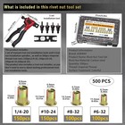 500pcs Imperial Rivet Nut Tool Kit Multi Size For Auto Furniture Industry