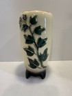 Vintage Ceramic 1950   s Royal Copley Vase Ivory green Ivy Vine With Gold Rare 